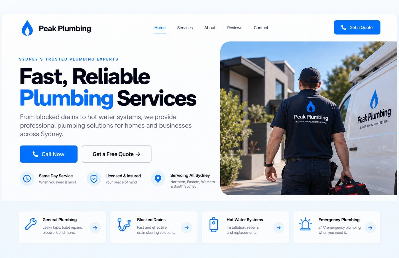 Example website for a plumbing business